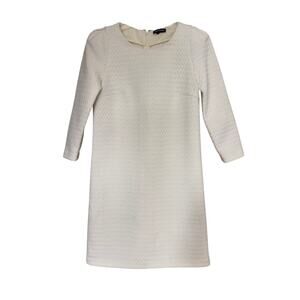 Club Monaco Cream/White Long Sleeve Textured Dress Size 0